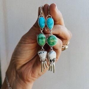 Triple Turquoise Dangle Earrings